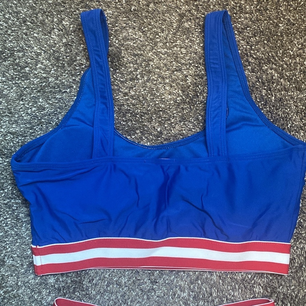 Pink Lily 2 Piece Swimsuit Sports Bra Type Top Bottoms Under Attached Skirt NWOT - Picture 3 of 10